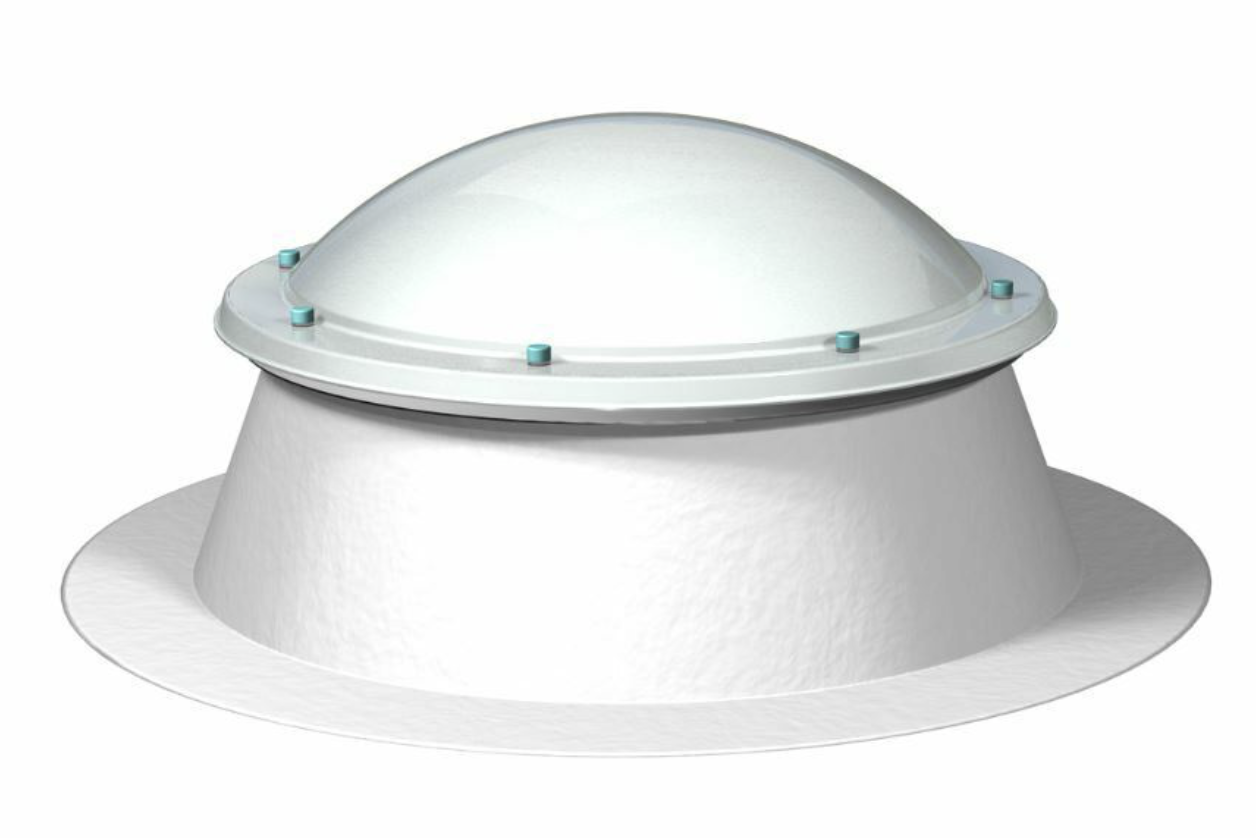 Lichtkuppel mit Aufsatzkranz ø 200 cm  (ULW ø 200 cm , OLW ø 180 cm)
